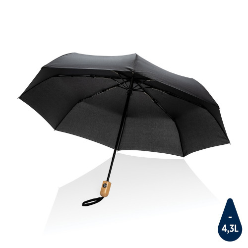 Bambusowy parasol automatyczny 21" Impact AWARE™ rPET Czarny P850.611 