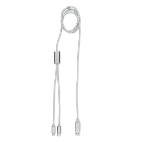 Długi kabel do ładowania 2w1 Srebrny MO2081-14 