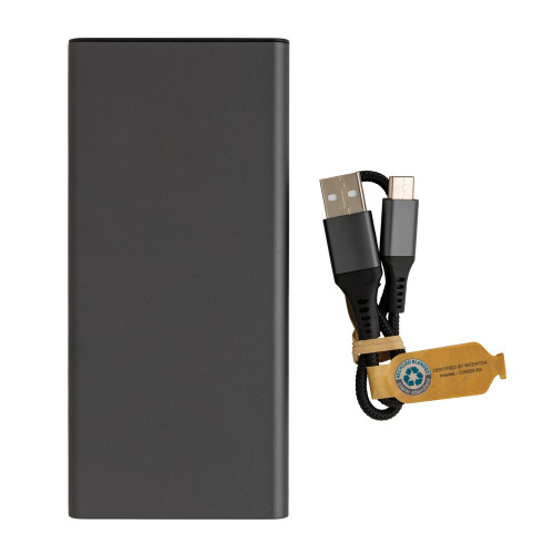 Szybki power bank 10000 mAh Terra, aluminium z recyklingu Szary P322.692 (3)