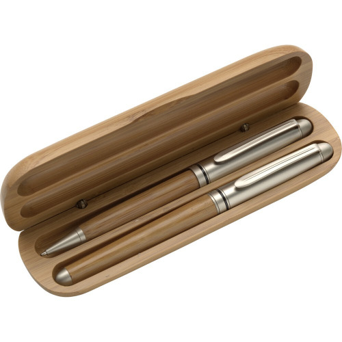 Zestaw piśmienniczy, długopis i pióro kulkowe drewno V1300-17 (5)