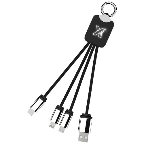 Kabel z podświetlonym logo 3w1 z brelokiem - SCX.design C15 Czarny 2PX00190 