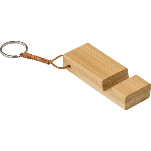 Bambusowy brelok do kluczy, stojak na telefon brązowy V0282-16 (1)