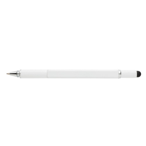 Długopis wielofunkcyjny, linijka, poziomica, śrubokręt, touch pen biały V1996-02 (8)