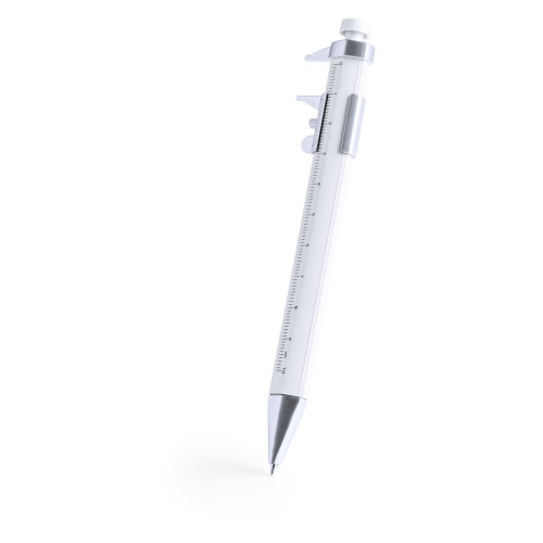 Długopis wielofunkcyjny, linijka, narzędzie pomiarowe biały V1772-02 (3)