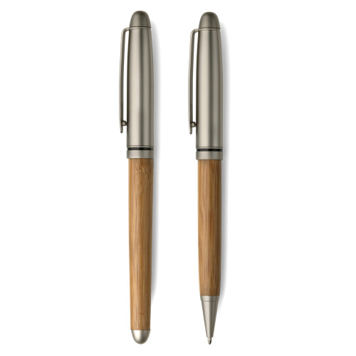 Zestaw piśmienniczy, długopis i pióro kulkowe drewno V1300-17 (1)