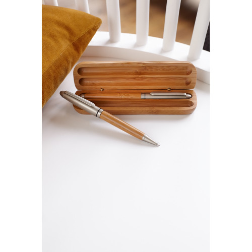 Zestaw piśmienniczy, długopis i pióro kulkowe drewno V1300-17 (4)