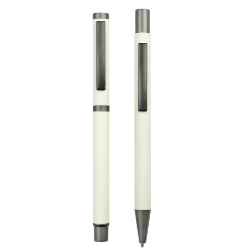 Zestaw piśmienniczy, długopis i pióro kulkowe | Elliot biały V1957-02 (3)