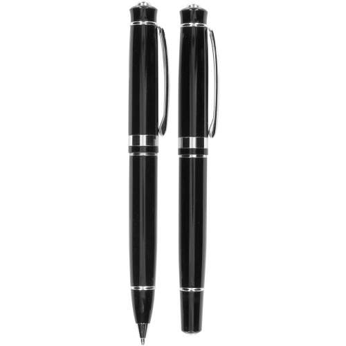Zestaw piśmienniczy, długopis i pióro kulkowe czarny V1426-03 (8)