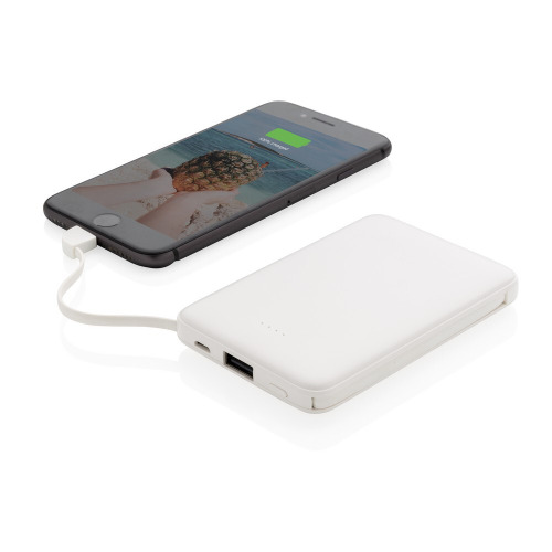 Power bank 5000 mAh, zintegrowany kabel 3 w 1 Biały P322.083 (5)