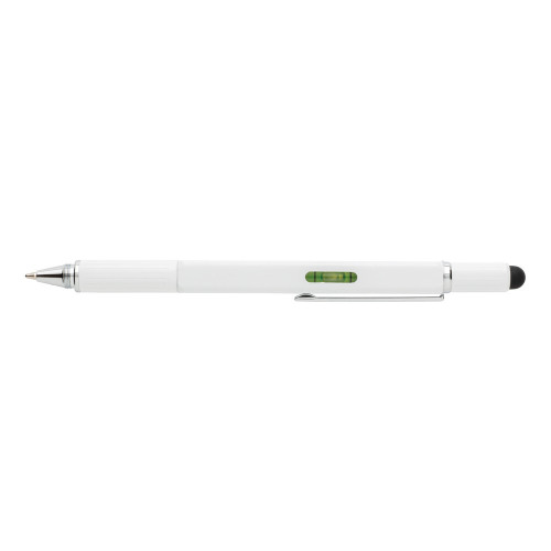 Długopis wielofunkcyjny, linijka, poziomica, śrubokręt, touch pen biały V1996-02 (7)