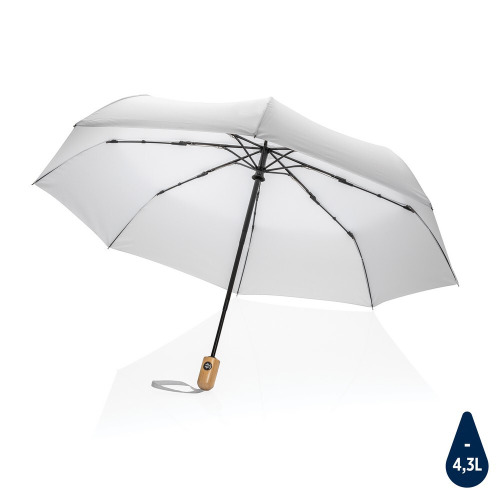 Bambusowy parasol automatyczny 21" Impact AWARE™ rPET Biały P850.613 