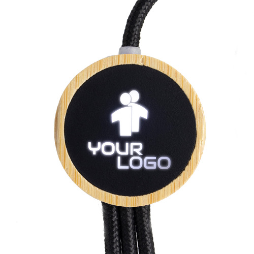 Długi kabel 4w1 z podświetlanym logo w drewnianej obudowie beżowy EG059113 (1)