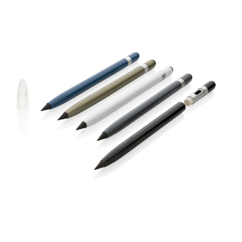 Aluminiowy "wieczny" ołówek z gumką czarny P611.121 (4)