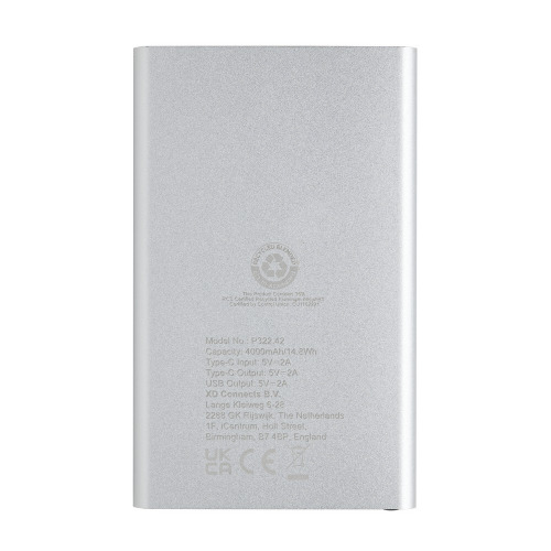 Power bank 4000 mAh z aluminium z recyklingu Srebrny P322.422 (4)