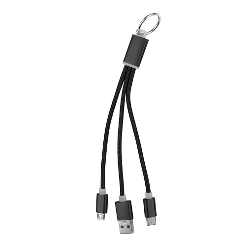 Kabel do ładowania, brelok do kluczy Czarny V0345-03 (3)