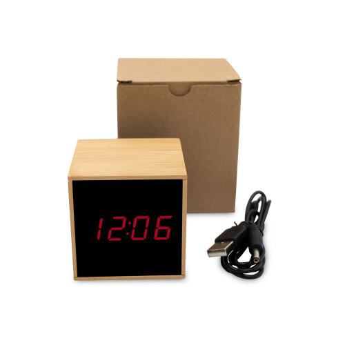 Bambusowy zegar na biurko z alarmem | Katherine drewno V0193-17 (13)