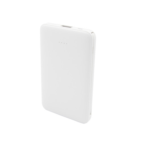 Power bank 5000 mAh ze zintegrowanymi kablami, adapter w komplecie | Presley Biały V0905-02 (19)