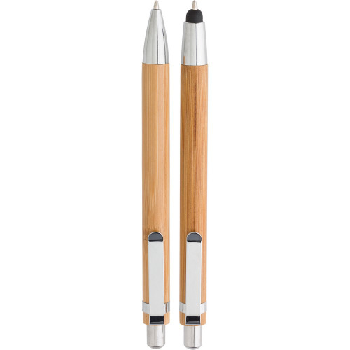 Bambusowy zestaw piśmienniczy, długopis touch pen i ołówek mechaniczny brązowy V1803-16 (7)