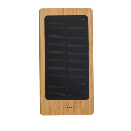 Bambusowy power bank 8000 mAh, ładowarka słoneczna Drewno V0136-17 (2)