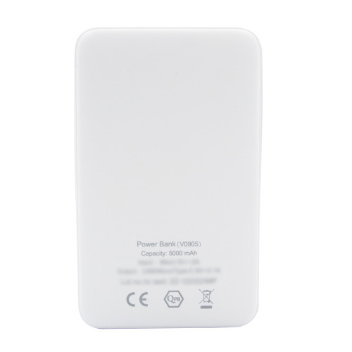 Power bank 5000 mAh ze zintegrowanymi kablami, adapter w komplecie | Presley Biały V0905-02 (23)