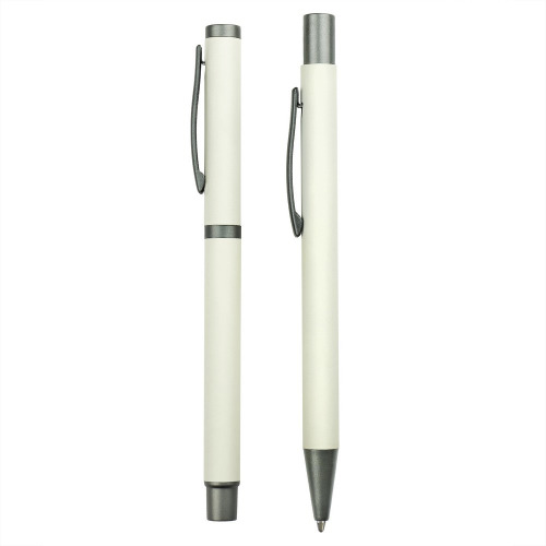 Zestaw piśmienniczy, długopis i pióro kulkowe | Elliot biały V1957-02 (2)