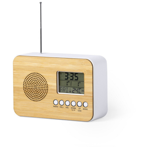 Zegar na biurko z alarmem, radio brązowy V0367-16 (3)