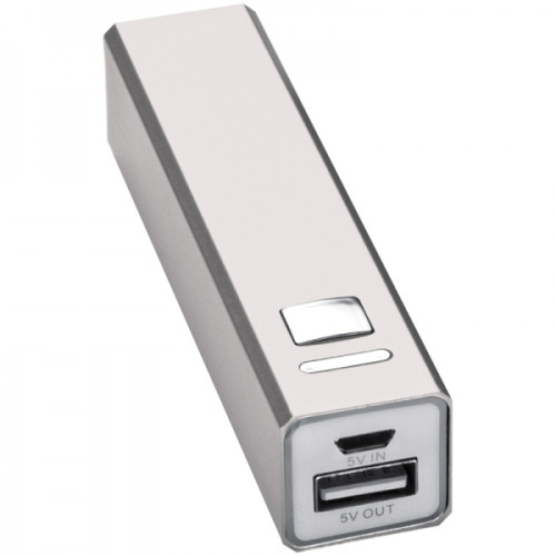 Power bank metalowy 2200 mAh PORT HOPE Szary 302907 (1)