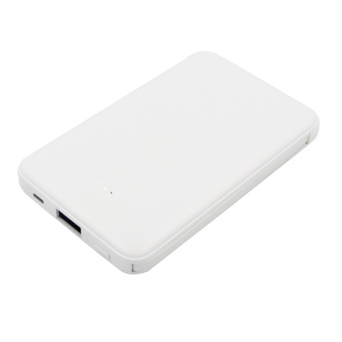 Power bank 5000 mAh ze zintegrowanymi kablami, adapter w komplecie | Presley Biały V0905-02 (21)