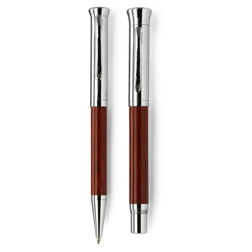 Zestaw piśmienniczy, długopis i pióro kulkowe drewno V1357-17 (2)