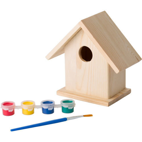 Domek dla ptaków do malowania, farbki i pędzelek drewno V7347-17 (15)