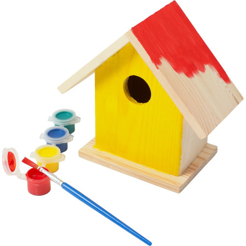 Domek dla ptaków do malowania, farbki i pędzelek drewno V7347-17 (9)