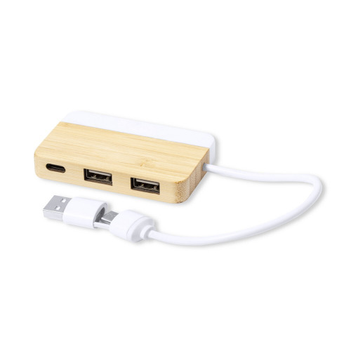 Bambusowy hub USB i USB typu C Neutralny V1132-00 