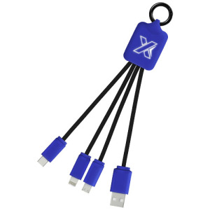 Kabel z podświetlonym logo 3w1 z brelokiem - SCX.design C15 Reflex blue