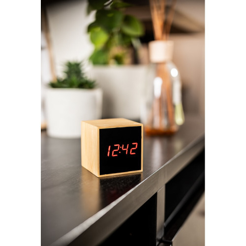 Bambusowy zegar na biurko z alarmem | Katherine drewno V0193-17 (7)