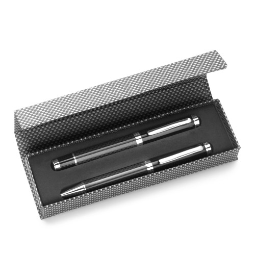 Zestaw piśmienniczy, długopis i pióro kulkowe czarny V1066-03 