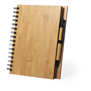Bambusowy notatnik ok. A5 z długopisem brązowy