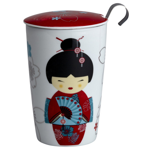 Kubek z zaparzaczem TeaEve 350ml New Little Geisha Czerwony 80004 Czerwony EIG80004 