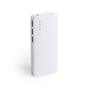 Power bank 10000 mAh, lampka LED Biały