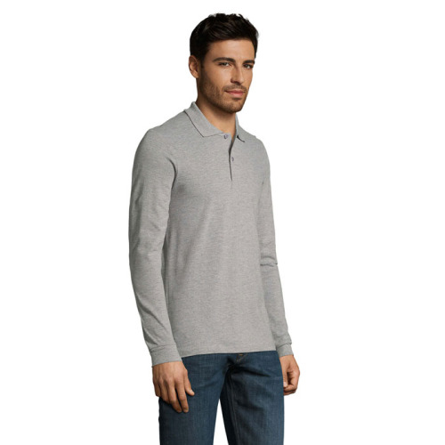 PERFECT MEN LSL POLO 180g grey melange S02087-GY-L (2)