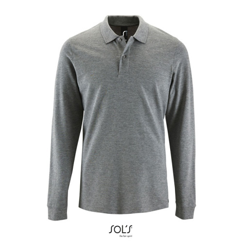 PERFECT MEN LSL POLO 180g Grey melange S02087-GY-M 