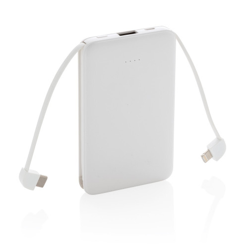 Power bank 5000 mAh, zintegrowany kabel 3 w 1 Biały P322.083 