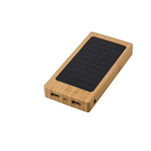 Bambusowy power bank 8000 mAh, ładowarka słoneczna Drewno V0136-17 