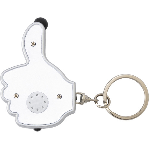Brelok do kluczy "kciuk", lampka LED, touch pen biały V1686-02 (1)