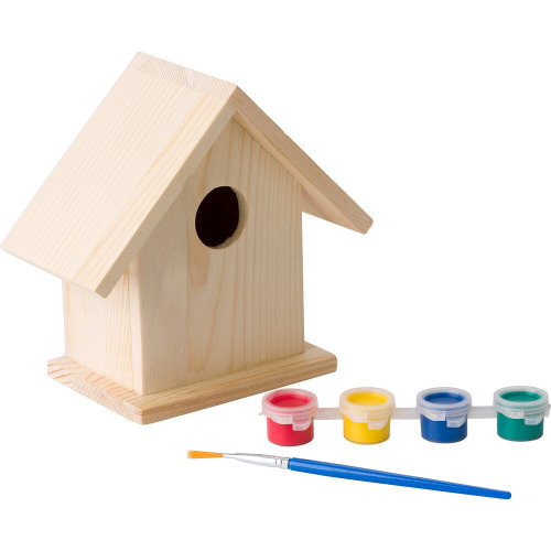 Domek dla ptaków do malowania, farbki i pędzelek drewno V7347-17 (8)