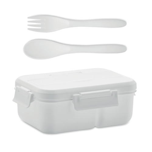 Lunch box ze sztućcami z PP Biały MO6646-06 