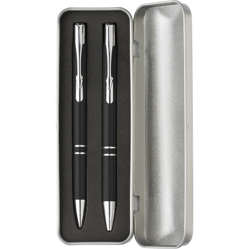 Zestaw piśmienniczy, długopis i ołówek mechaniczny czarny V1956-03 (2)