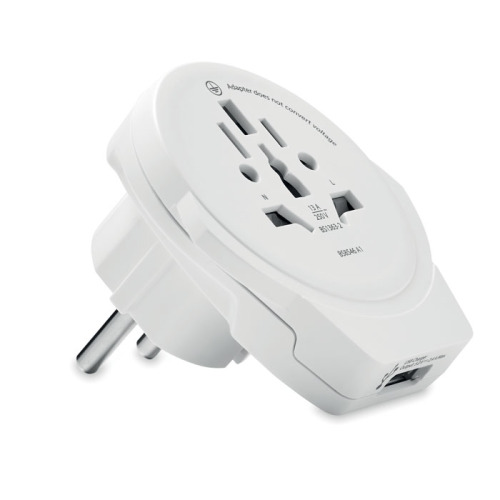 Adapter z USB World to Europe Biały MO6881-06 