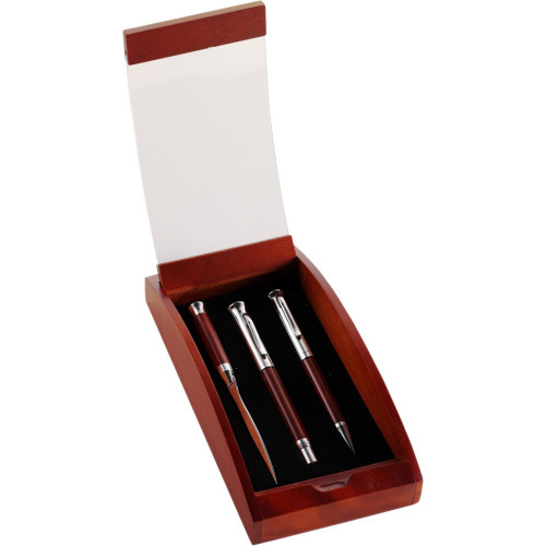 Zestaw piśmienniczy, długopis, pióro wieczne i nóż do otwierania listów drewno V1265-17 (8)