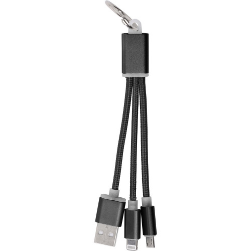 Kabel do ładowania, brelok do kluczy Czarny V0345-03 