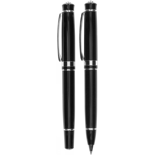 Zestaw piśmienniczy, długopis i pióro kulkowe czarny V1426-03 (7)